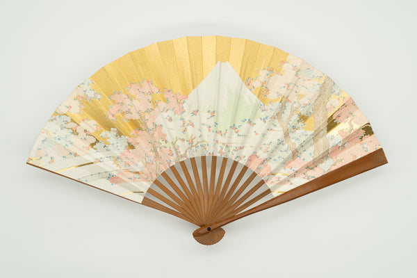 金地　桜の花柄 舞扇子　日本橋　芸林荘 桜花富士図– 扇専門店 万葉